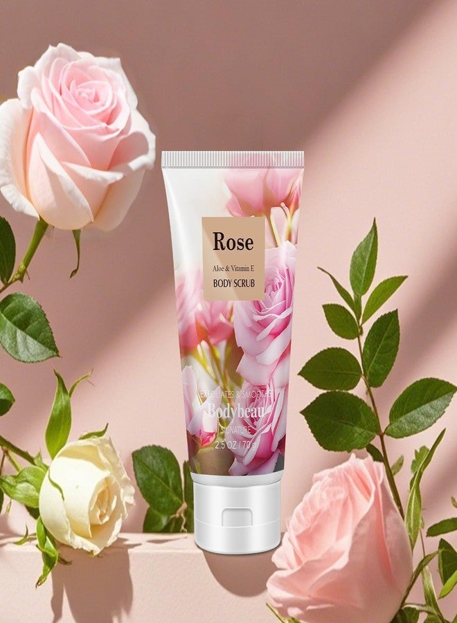 Bodybeau مجموعة هدايا للعناية بالجسم برائحة الورد، مجموعة عناية شخصية من 4 قطع، جل استحمام، لوشن للجسم، معطر للجسم، مقشر للجسم، مجموعة سفر محمولة للعناية بالجسم - Image 4