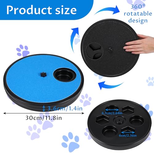 Grevosea Dog Nail Scratch Board 3 in 1 Dog Scratch Board Rotatable Round Pad for Nails with Treat Box Dogs Nail File Toy Scratching Boards for Dogs Shorten Dogs Side Nails Easier - Image 3