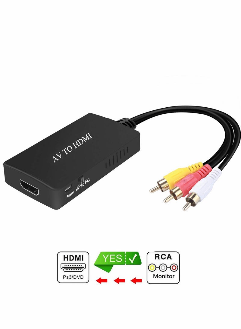 HDMI to RCA Converter  HDMI to AV 3RCA CVBs Composite Video Audio Converter Adapter Supports PAL NTSC for TV Stick Roku Apple TV PC Laptop Xbox HDTV