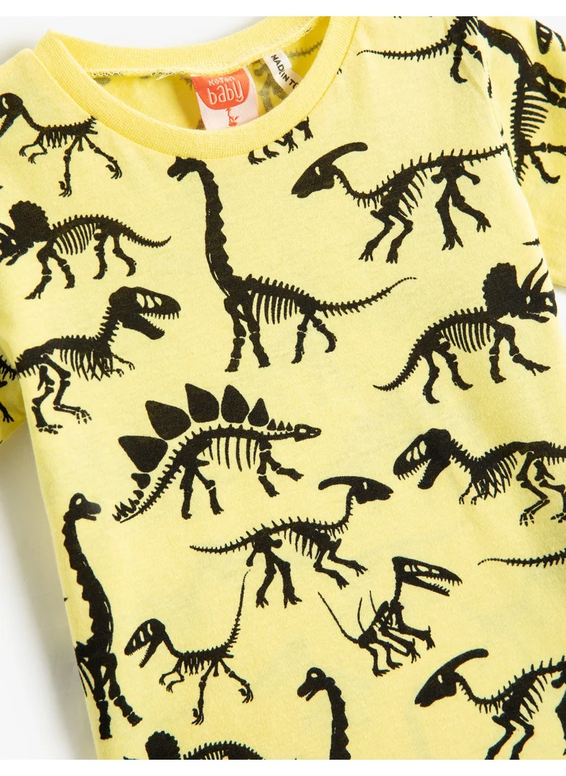 كوتن Short Sleeve Crew Neck T-Shirt Dinosaur Printed