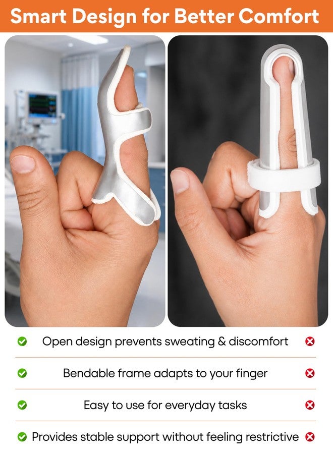 FOVERA Frog Finger Splint – Rigid Finger Immobilizer Brace for Finger Fracture, Sprain & Injury Support, Lightweight Ventilated Finger Support with Cushion Padding (L) - Image 2