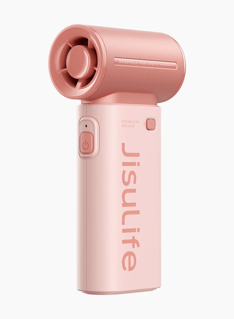JISULIFE Portable Handheld Fan, Mini USB Rechargeable Fan 18H Max Cooling Time, 5000mAh Small Battery Personal Fan For Makeup/Eyelash Fan, Pocket Fan with 5 Speeds for Unisex Travel Camping Outdoor Fan Pink - Image 1