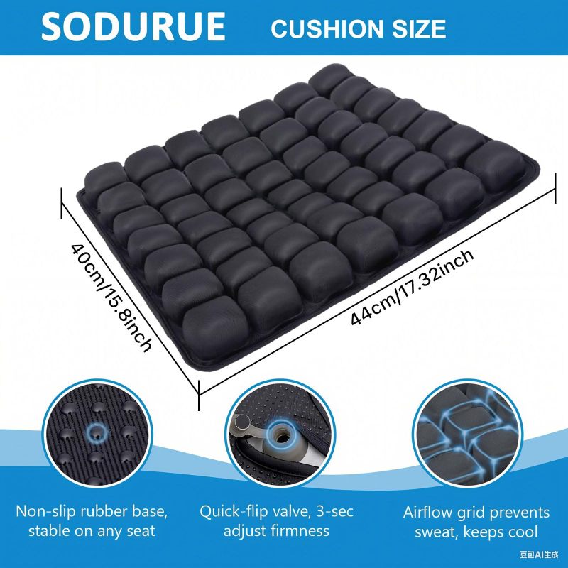 Inflatable Travel Pillow 40cm Black Pressure Relief Neck Pillow - Airplane Pillow for Wheelchair Stadium Car Seat Office Chair - Image 2