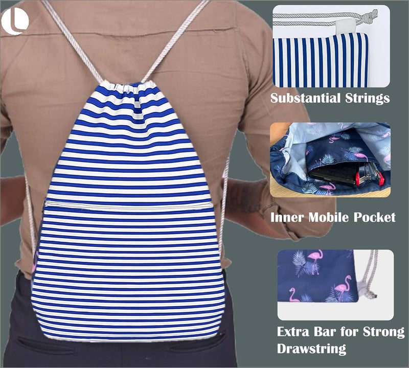 Lify حقيبة ظهر بسحب الحبل مقاومة للماء حقيبة رياضية مع جيب جانبي للرجال والنساء - 1 قطعة - Image 4