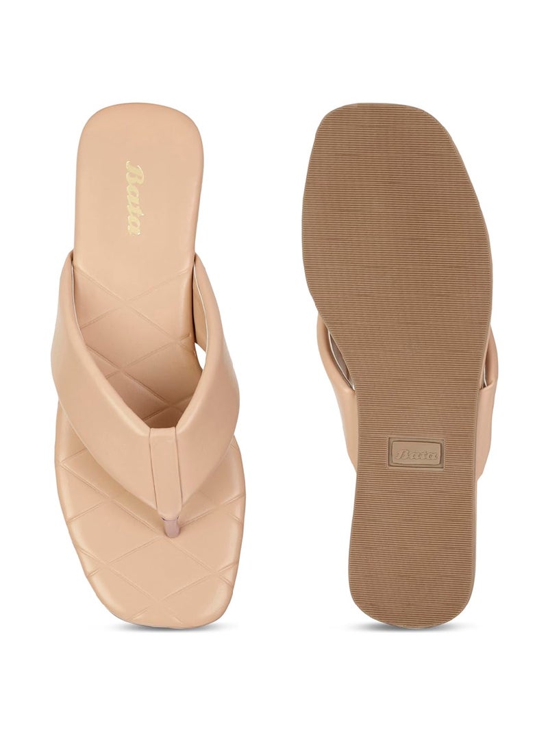 Bata Women's PENNY FLAT THONG Casual Slipper's NUDE - 3 UK (5710728) - Image 4