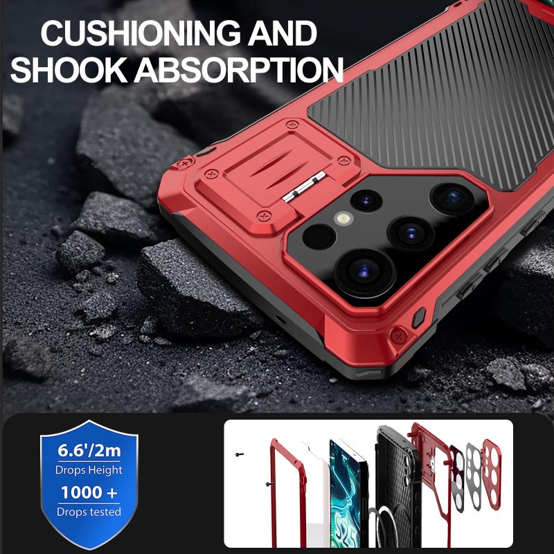 For Samsung Galaxy S25 Ultra 5G Shockproof Life Waterproof Dustproof Metal MagSafe Phone Case(Red) - Image 5