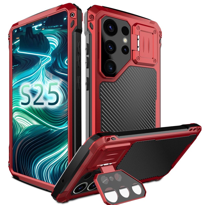 For Samsung Galaxy S25 Ultra 5G Shockproof Life Waterproof Dustproof Metal MagSafe Phone Case(Red) - Image 1