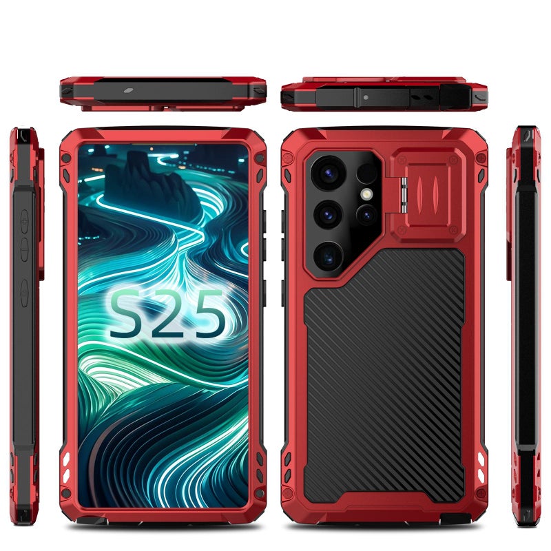 For Samsung Galaxy S25 Ultra 5G Shockproof Life Waterproof Dustproof Metal MagSafe Phone Case(Red) - Image 2