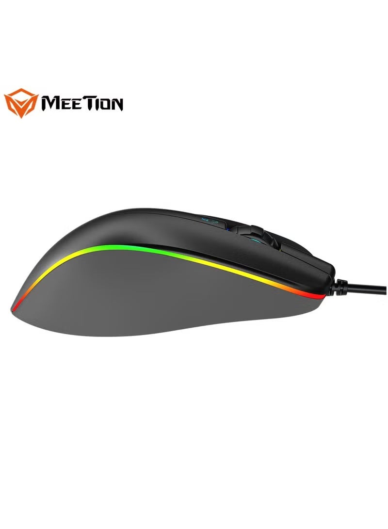 Meetion GM23 RGB Circulation Backlit Wired Gaming Mouse, Adjustable DPI, 6 Buttons, Ergonomic Design for Right-Handed Users – Black - Image 3
