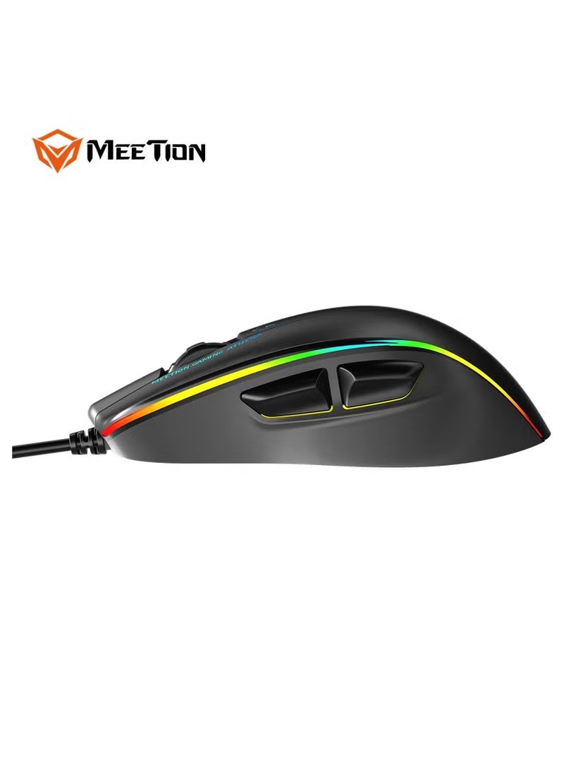 Meetion GM23 RGB Circulation Backlit Wired Gaming Mouse, Adjustable DPI, 6 Buttons, Ergonomic Design for Right-Handed Users – Black - Image 4