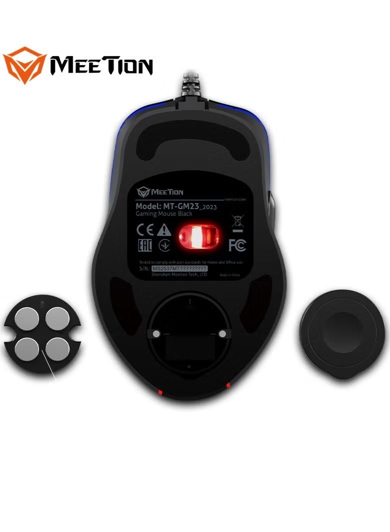 Meetion GM23 RGB Circulation Backlit Wired Gaming Mouse, Adjustable DPI, 6 Buttons, Ergonomic Design for Right-Handed Users – Black - Image 5