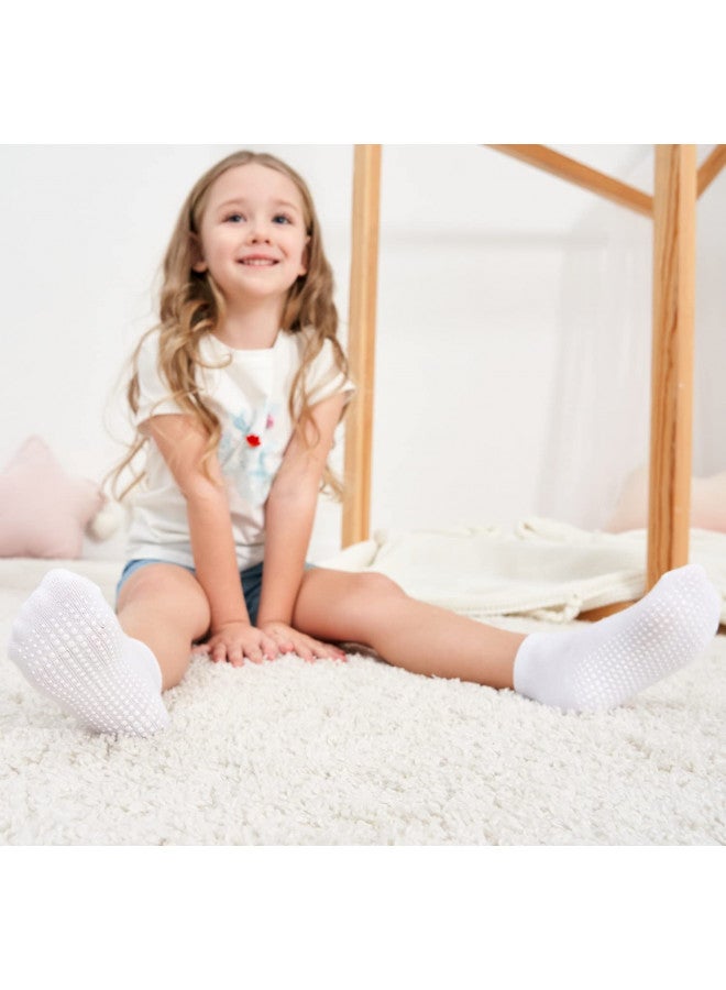 ZAPLES Baby Non Slip Grip Ankle Socks with Non Skid Soles for Infants Toddlers Kids Boys Girls, White, 6-12 Months - Image 3