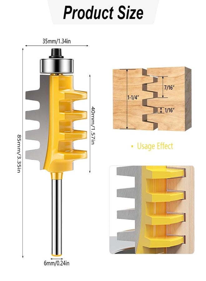 Serplex® Reversible Finger Joint Router Bit with 1/4" Shank, Woodworking Tapered Tooth Tenon Cutter, Woodworking Chisel Cutter for Density Boards, Solid Wood, MDF, Chipboard, Splints, Etc - Image 2