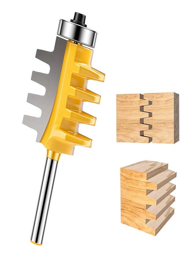 Serplex® Reversible Finger Joint Router Bit with 1/4" Shank, Woodworking Tapered Tooth Tenon Cutter, Woodworking Chisel Cutter for Density Boards, Solid Wood, MDF, Chipboard, Splints, Etc - Image 1