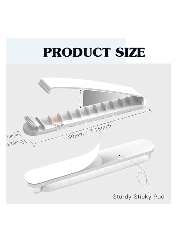 erorex 2 Pack Cable Organizer - 11-Slots White Cable Holder, 8cm Length, Self-Adhesive, Polycarbonate, Desk Wire Holder - Image 3
