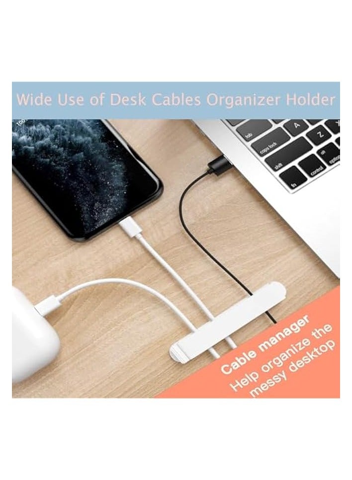 erorex 2 Pack Cable Organizer - 11-Slots White Cable Holder, 8cm Length, Self-Adhesive, Polycarbonate, Desk Wire Holder - Image 2