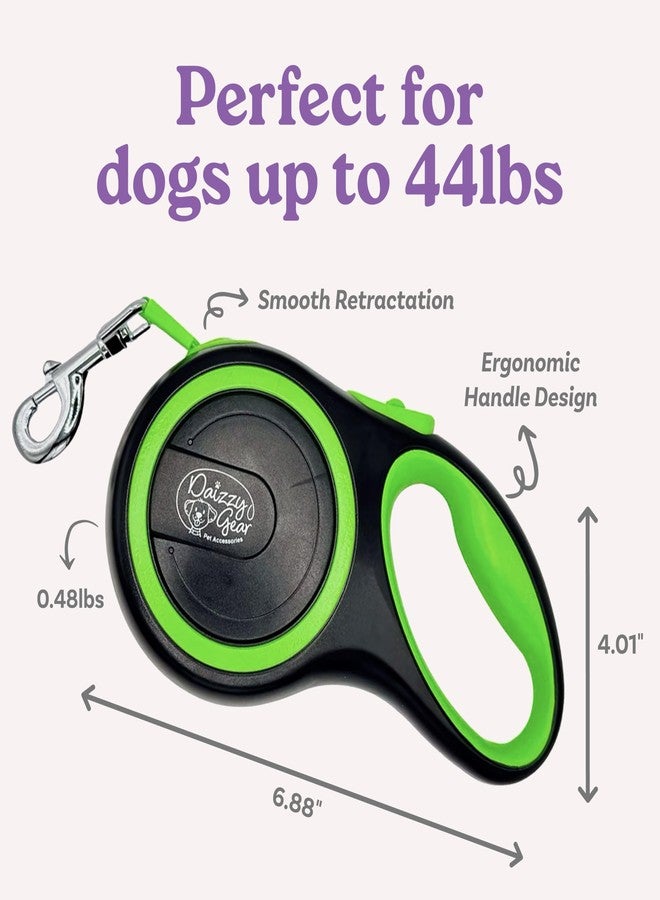 Daizzy Gear Retractable Dog Leash for Small, Medium & Large Dogs - Heavy-Duty, Tangle-Free, Reflective, 16FT Long, Anti-Slip Soft Handle with One-Hand Brake - 44 LBS /16FT - Small - Green - Image 3