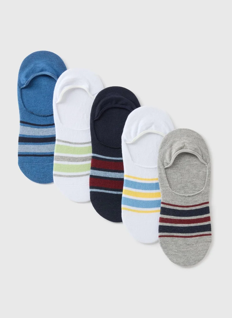 Matalan 5 Pack Multicolour Stripe Invisible Socks
