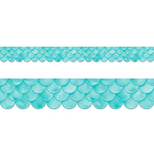 Ceiba Tree Ombre Turquoise Scallops Bulletin Board Borders for Classroom Trim Back to School Decoration 36 Feet - Image 2
