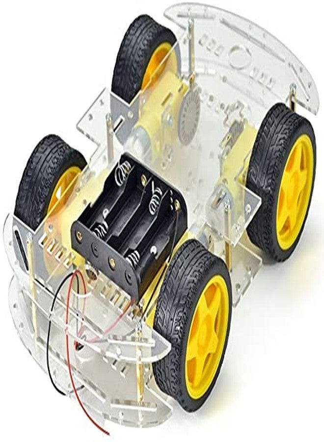 REES52 4 Wheel 2 Layer Robot Smart Car Chassis Kits with Speed Encoder for Arduino DIY (Yellow) - Image 4