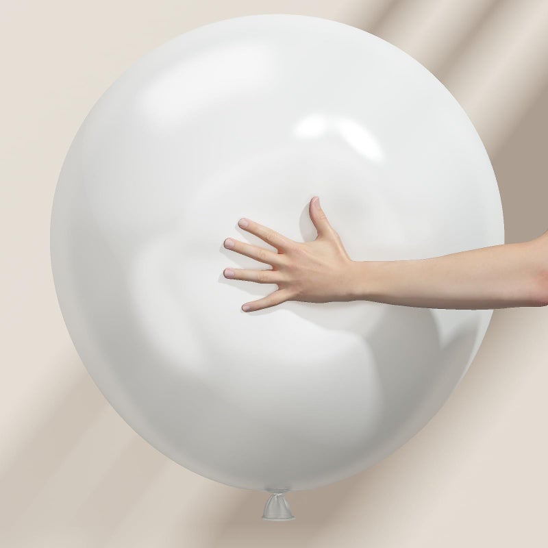 5 Pieces 36 Inch White Thick Latex Helium Balloons for Wedding Party Decor - Image 1