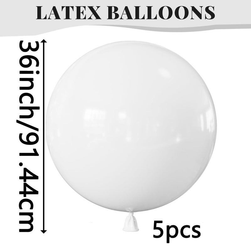 5 Pieces 36 Inch White Thick Latex Helium Balloons for Wedding Party Decor - Image 2