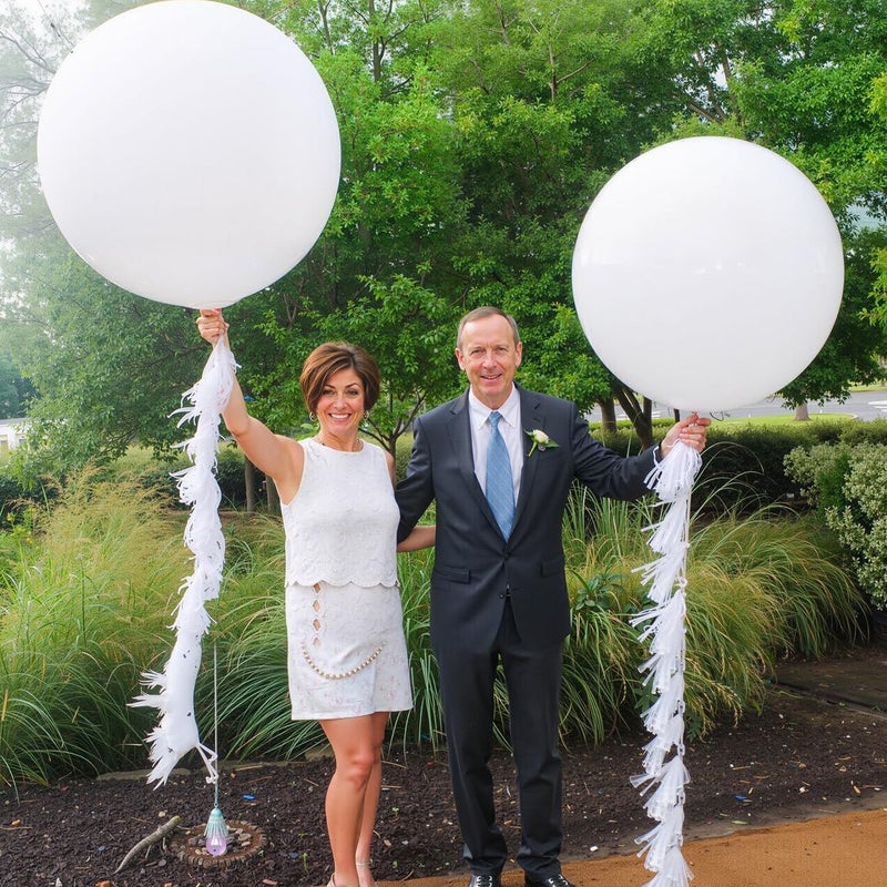 5 Pieces 36 Inch White Thick Latex Helium Balloons for Wedding Party Decor - Image 5