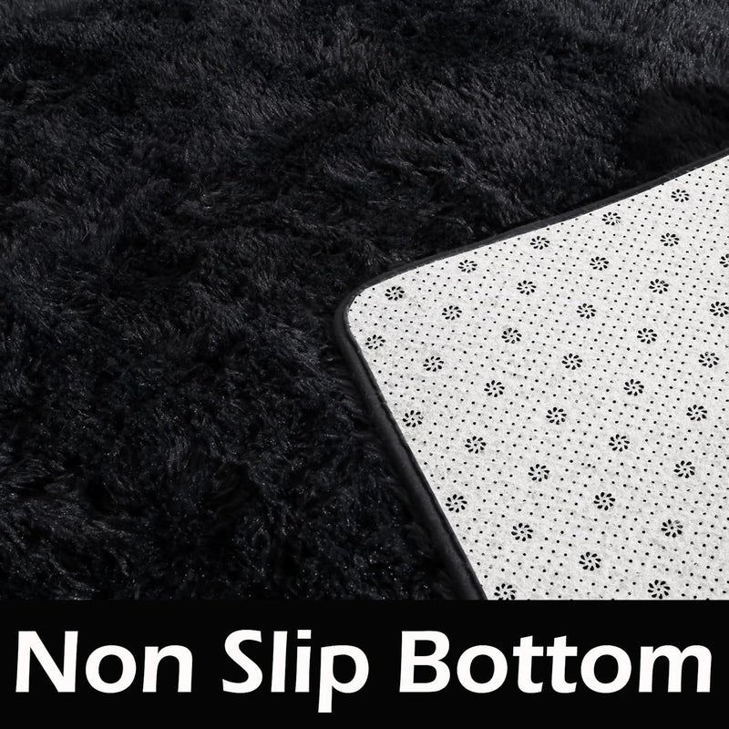 HOMORE Black Rug for Bedroom 4x6 Furry Carpet for Boys Girls Shaggy Fuzzy Rugs for Living Room Non Slip Large Rug for Kids Dorm Home Decor - Image 5