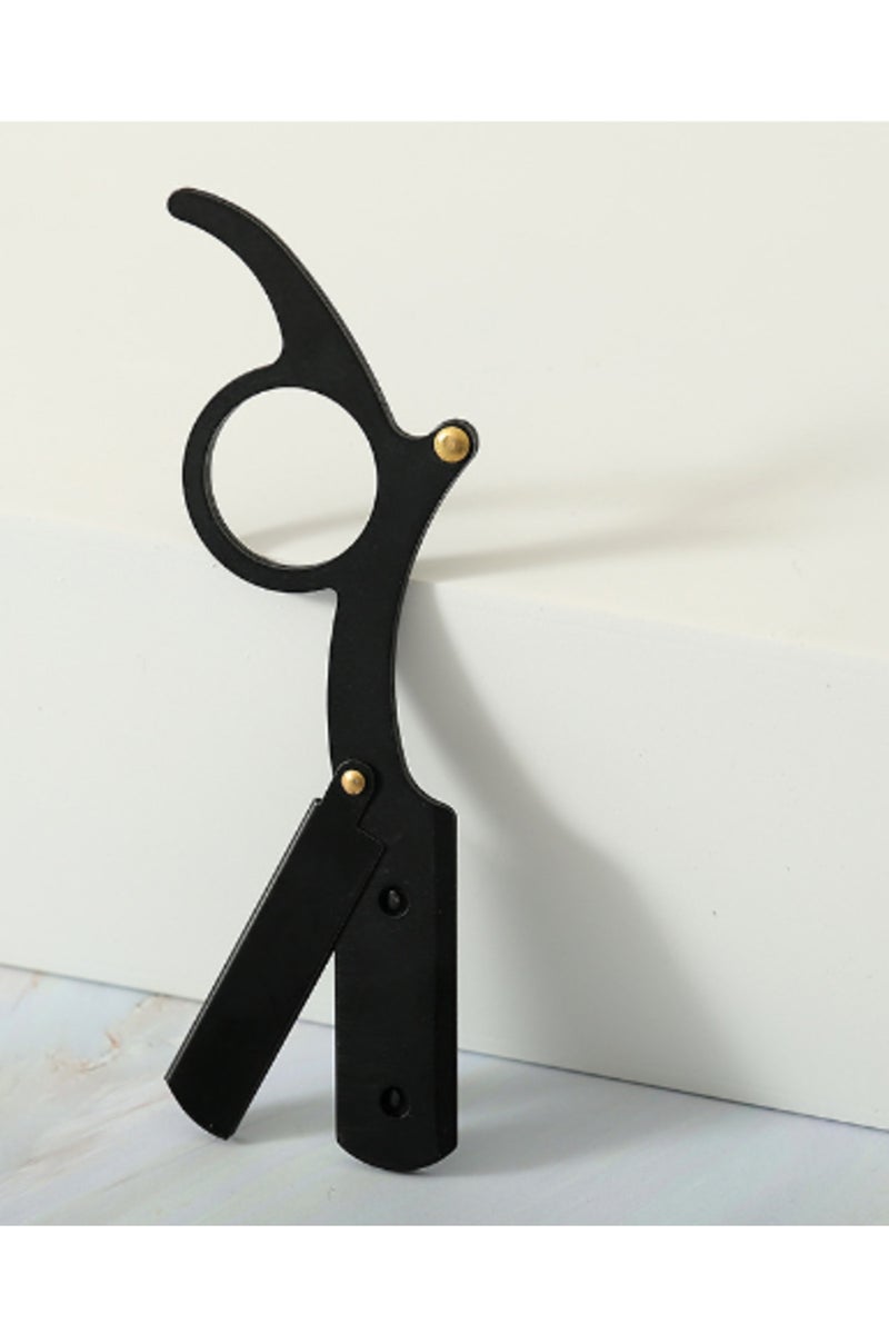 black 【Hot sales】New Old Fashioned Razor Manual Shaver Mini Thumb Shaver Men's Face Shaver Holder Ey