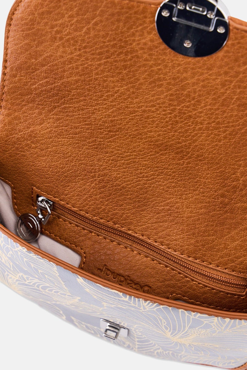 DESIGUAL Women Floral Pattern Cross Body Bag, Silver - Image 4