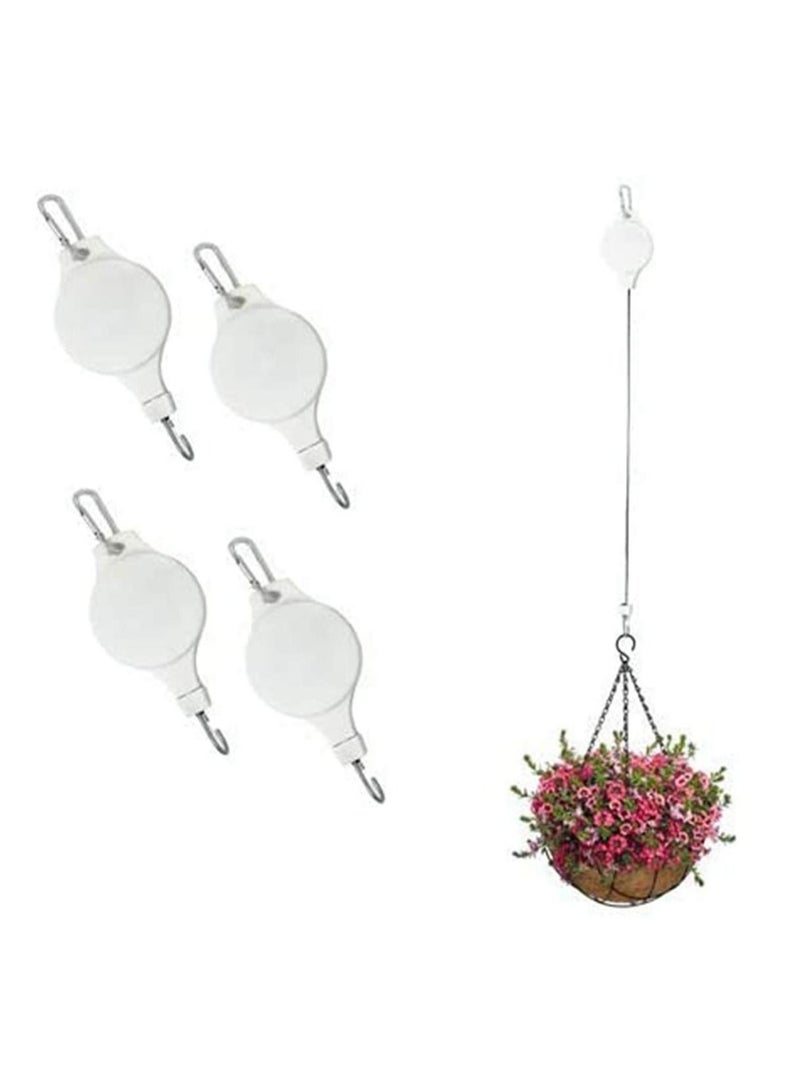 SYOSI Plant Hanger Plant Hook Plant Pulley Adjustable and Retractable Plant Hangers Outdoor and Indoor Plant Hooks Wall Hanging Shelf Wall Shelf Organizer for Home Wall (White Set of 4) - Image 1