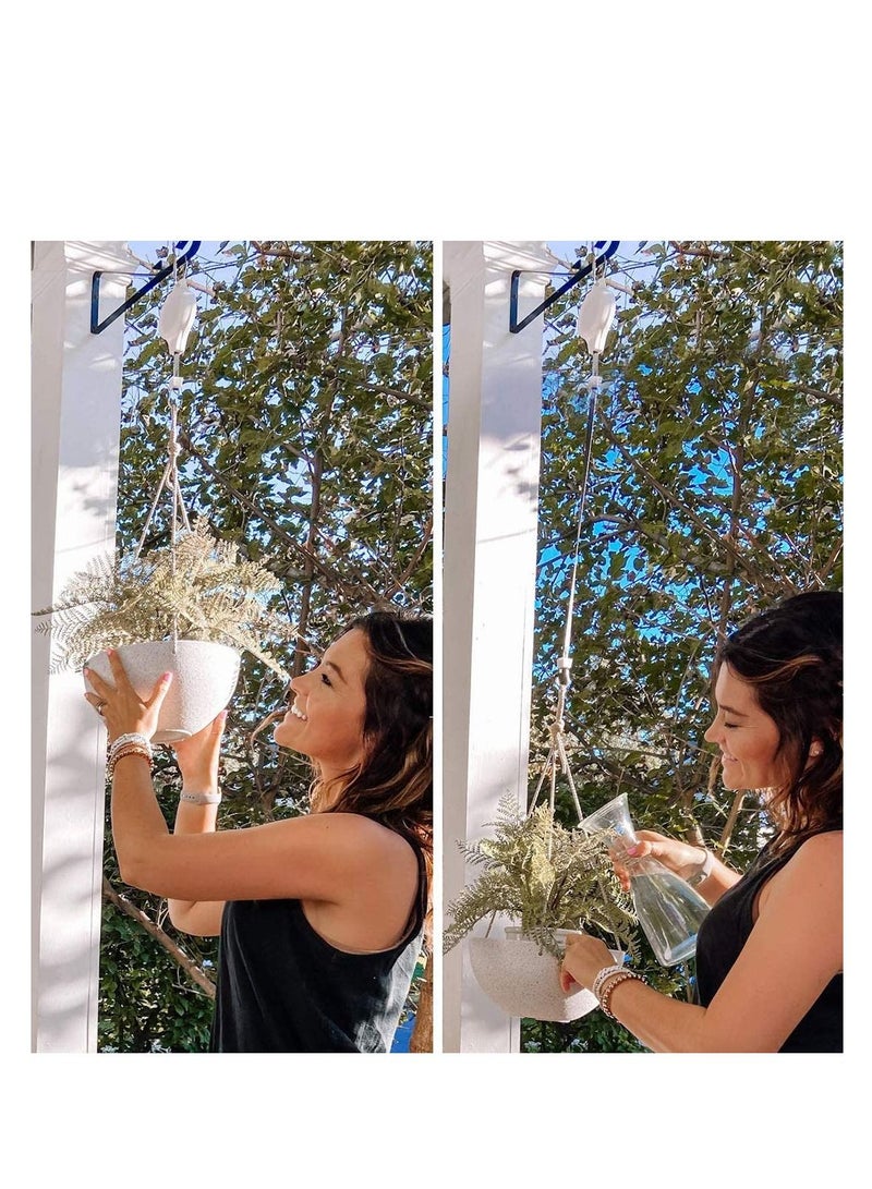 SYOSI Plant Hanger Plant Hook Plant Pulley Adjustable and Retractable Plant Hangers Outdoor and Indoor Plant Hooks Wall Hanging Shelf Wall Shelf Organizer for Home Wall (White Set of 4) - Image 5