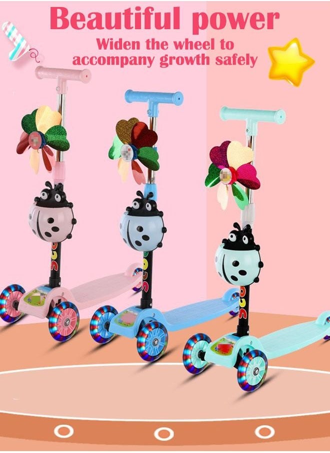 ZCM-HAPPY 3 Wheels Foldable Kids Scooter with Cartoon Basket and Windmill  - Image 3
