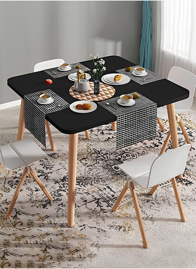 Taimi Modern Square Dining Table, Solid Wood Dining Table Furniture for Kitchen, Dining Room, Living Room 80x80x73cm - Black  - Image 1