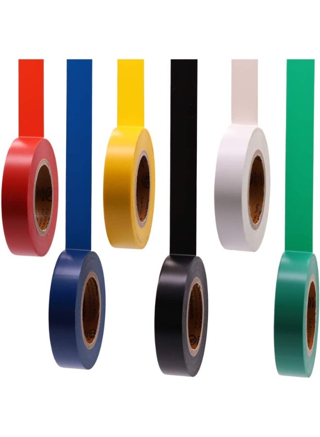kunshao Electrical Tape 6 Rolls Insulating Self Adhesive, Waterproof Multicolor 16mm x 15m for Wire Insulation, for Indoor Outdoor Auto Wiring Harness and Home Repair - Image 1