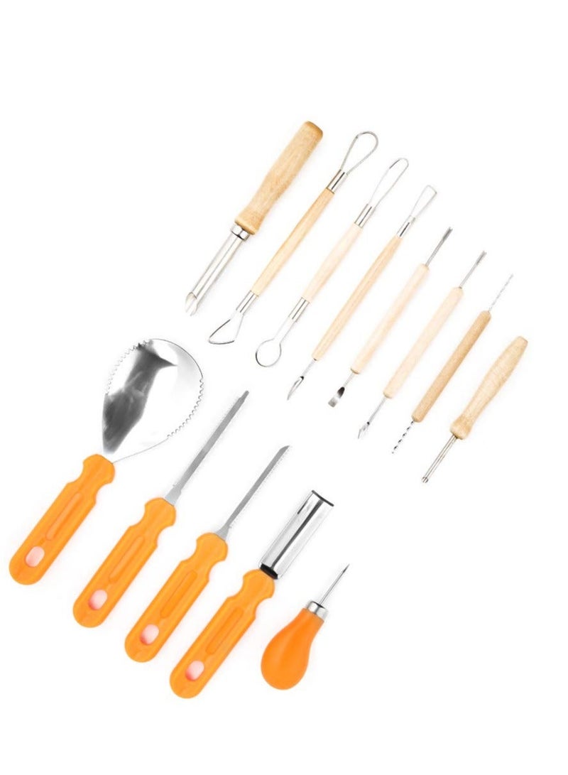 Pumpkin Carving Tools, 13PCS Sharp Manual Sculpt Lantern Kit with Storage Bag, Professional Cutting Supplies Tools for Sculpture Experts Beginners - Image 5