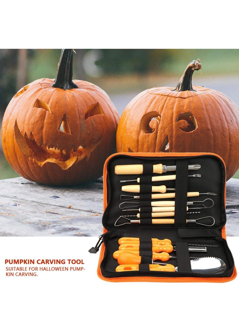 Pumpkin Carving Tools, 13PCS Sharp Manual Sculpt Lantern Kit with Storage Bag, Professional Cutting Supplies Tools for Sculpture Experts Beginners - Image 2