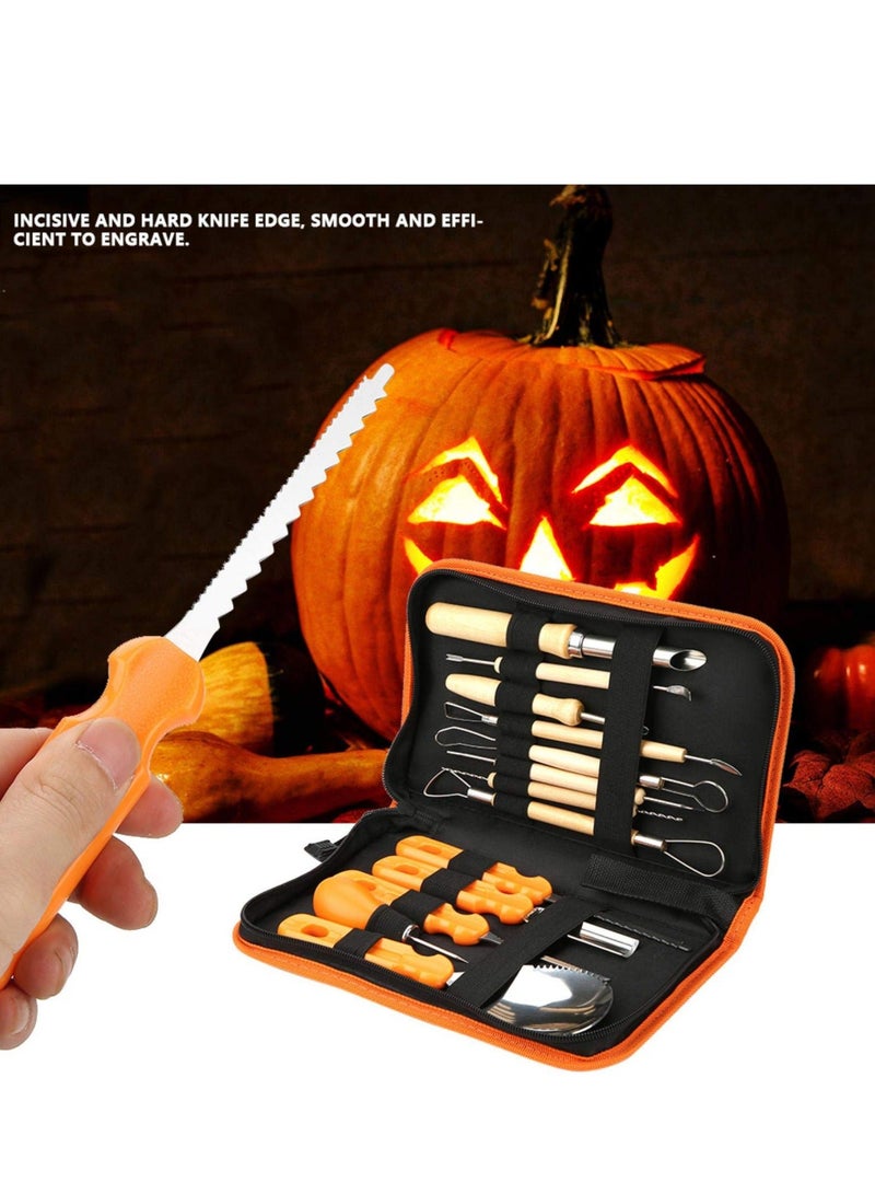 Pumpkin Carving Tools, 13PCS Sharp Manual Sculpt Lantern Kit with Storage Bag, Professional Cutting Supplies Tools for Sculpture Experts Beginners - Image 3