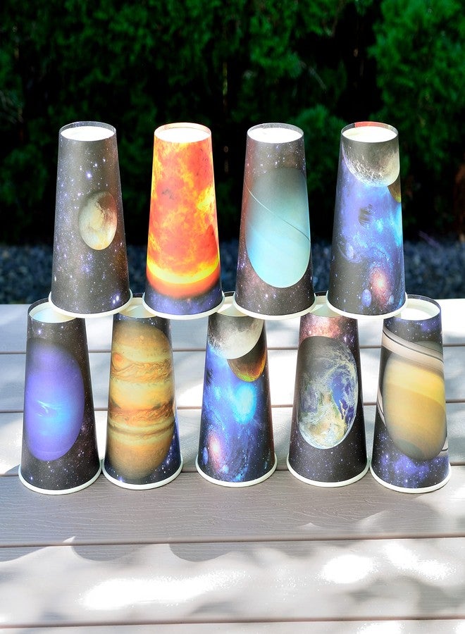 Youngever 72 Sets Disposable Coffee Cups with Lids, To Go Hot Coffee Cups, Durable Paper Cups with Lids (Planet Theme Design) - Image 4