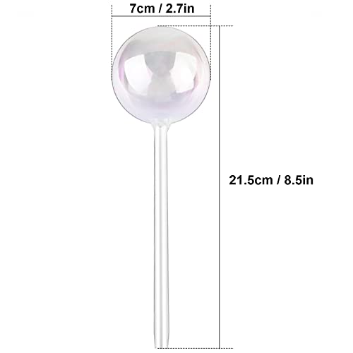 Tomorotec [2 PCS] Light Iridescent Rainbow Gradient Color Clear Glass Self-Watering System Spikes, Automatic Plant Waterer Bulbs - Image 2