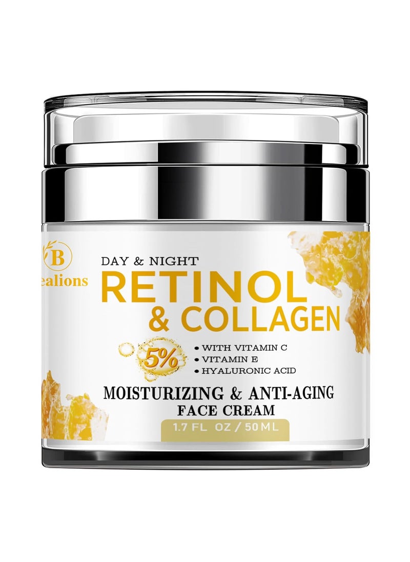 Bealions - Retinol Cream Anti Aging for Face Wrinkle Cream for Face Neck with Collagen Hyaluronic Acid  Night Moisturizer for Men Women  Facial Skin Care with Vacuum Pump for Exact Dosage - Image 1