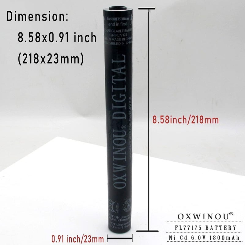 OXWINOU بطارية رقمية FL77175 (أطول من 75175) متوافقة مع Streamlight SL-20XLED SL-20XP-LED، UltraStinger، Superstinger، SL20L، SL-20LP Ni-CD 6V 1800mAh بطاريات مصابيح يد (عبوة 2) - Image 3