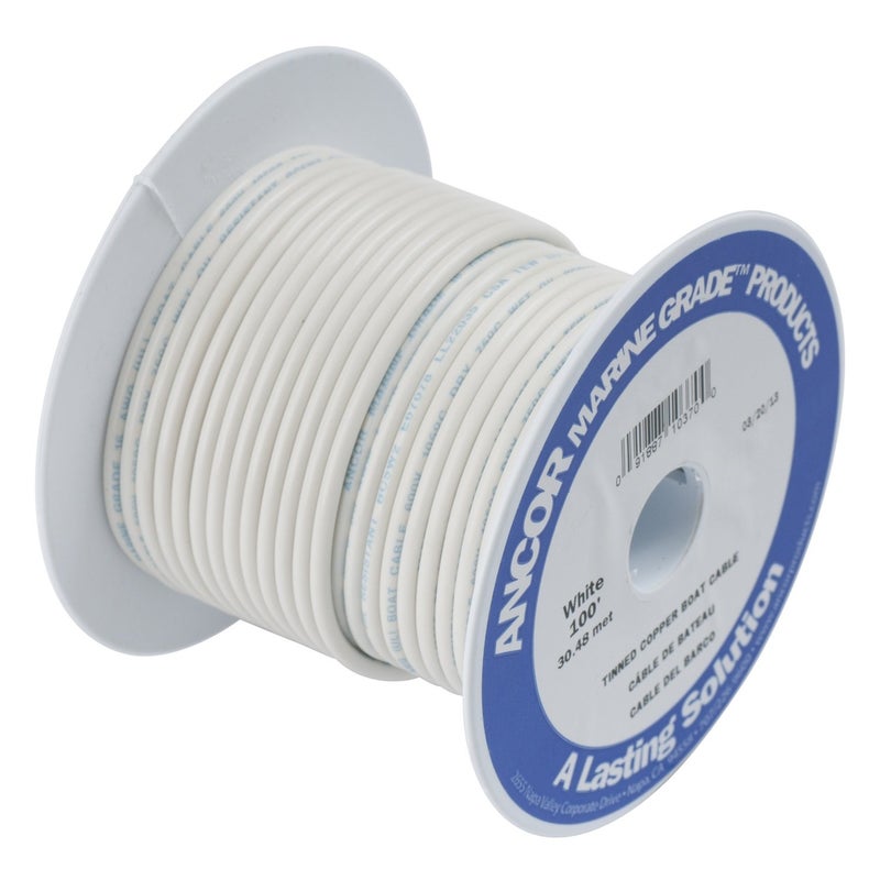 Ancor 106910 Marine Grade Electrical Primary Tinned Copper Boat Wiring (12-Gauge, White, 100-Feet) - Image 4