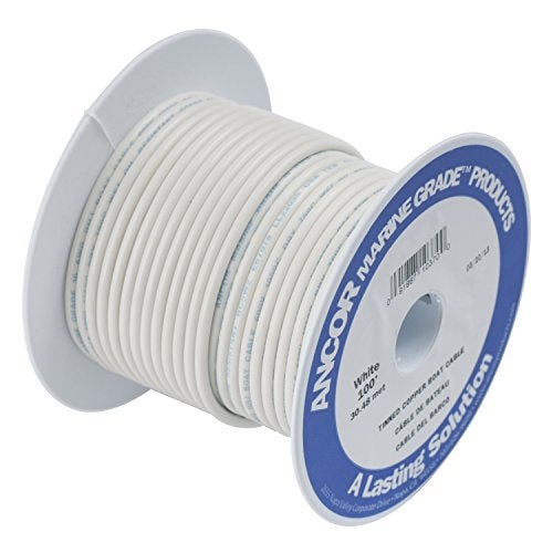 Ancor 106910 Marine Grade Electrical Primary Tinned Copper Boat Wiring (12-Gauge, White, 100-Feet) - Image 1