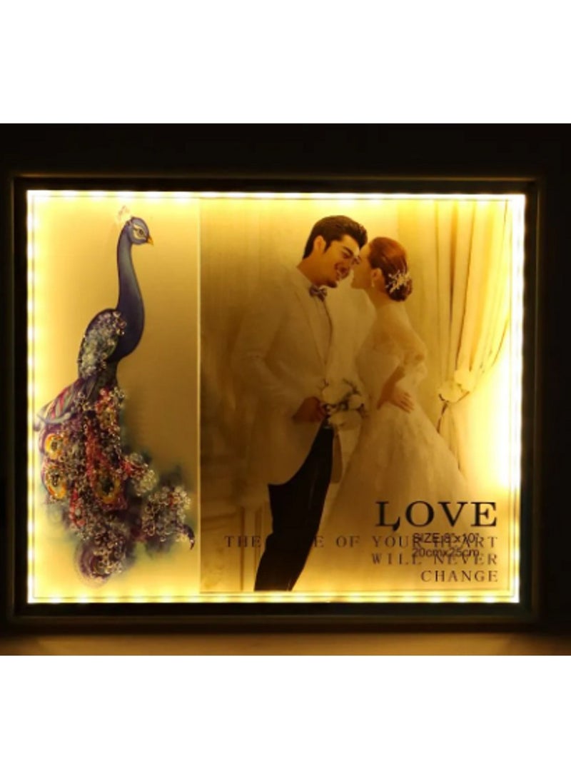 إطارات الصور على شكل قلب LED ، صورة زجاجية، ، سطح طاولة، صورة قلب LED - Image 1