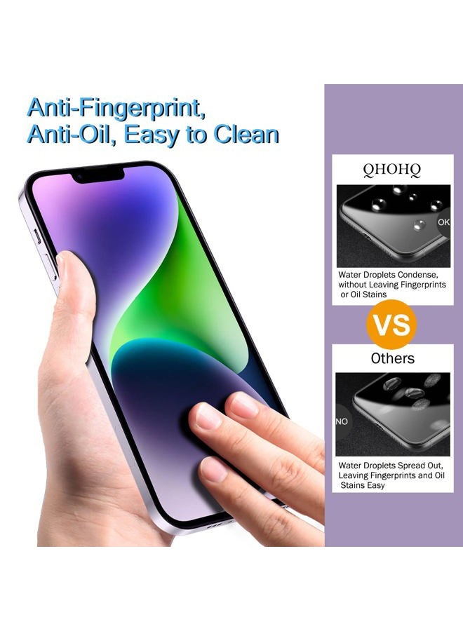 QHOHQ 3 Pack Screen Protector for iPhone 14 Plus 6.7 Inch with 3 Pack Tempered Glass Camera Lens Protector, Ultra HD, 9H Hardness, Case Friendly [Easy to Install Frame] - Image 5