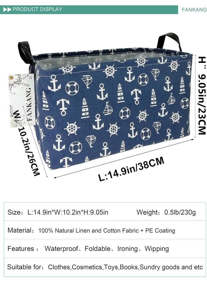FANKANG FANKANG Storage Basket, Nursery Hamper Canvas Laundry Basket Foldable with Waterproof PE Coating Storage, Office, Bedroom, Clothes, Toys - Image 2