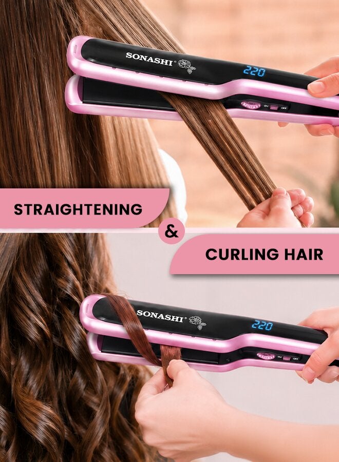 SONASHI WetDry Hair Straightener 68W Ceramic Coating Plate Sleek Design with Blue Digital LCD Display Lock and Temperature Control Functions Up to 230C with Fast HeatUp SHS-2059 Rose Gold/Black 400grams - Image 5