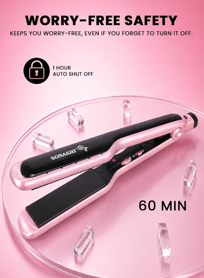 SONASHI WetDry Hair Straightener 68W Ceramic Coating Plate Sleek Design with Blue Digital LCD Display Lock and Temperature Control Functions Up to 230C with Fast HeatUp SHS-2059 Rose Gold/Black 400grams - Image 3