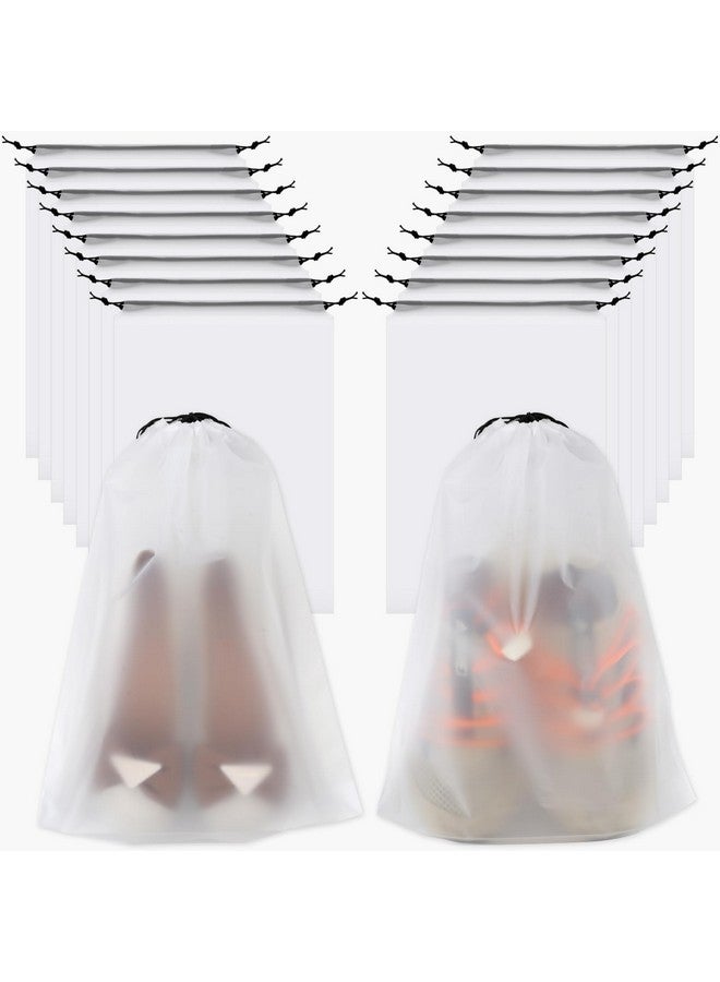 Vivinin 18 Pack White Translucent Polyethylene Shoe Bags, 15.7in x 11.8in, Drawstring Closure, Multi-Purpose Travel Storage Bags for Shoes, Clothes, Toiletries, etc. - Image 1